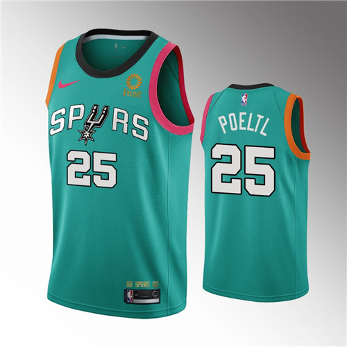 San Antonio Spurs Jakob Poeltl San Antonio Spurs 2022-23 City Edition Swingman Teal stitched Jersey #25