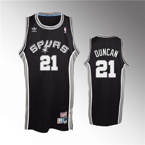 San Antonio Spurs Tim Duncan Soul Hardwood Classics Black Road stitched Jersey #21