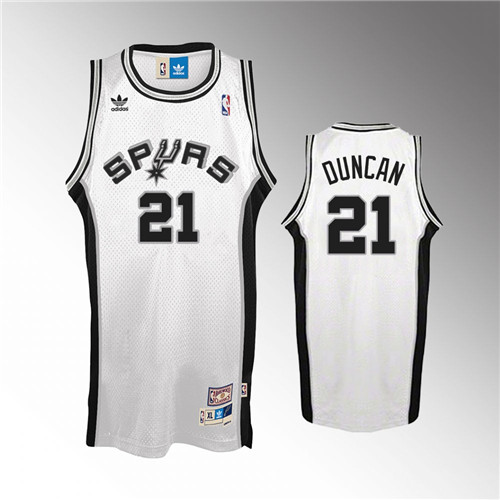 San Antonio Spurs Tim Duncan Soul Hardwood Classics White Road stitched Jersey #21