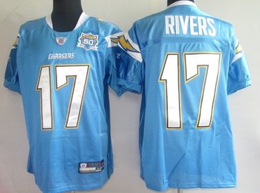 san diego charger 17 philip rivers baby blue [50th