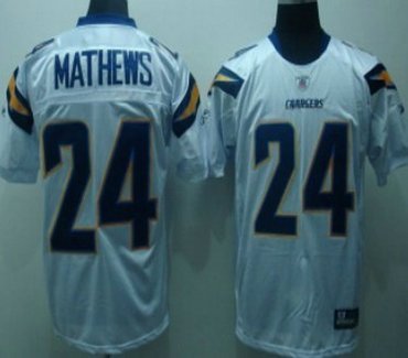 san diego chargers #24 mathews youth white jersey