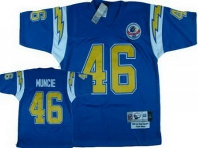 san diego chargers 46# chuck muncie blue throwback jersey