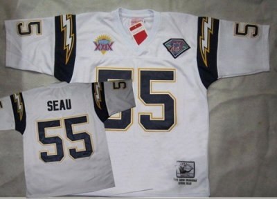 san diego chargers 55# junior seau white throwback 75th patch jersey