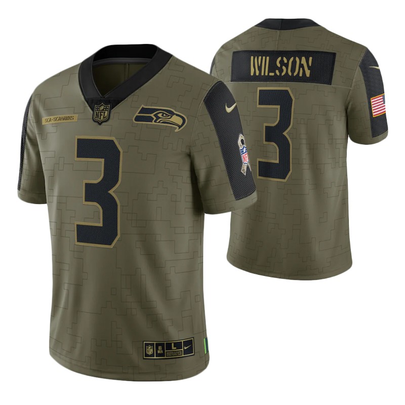 seahawks 2021 salute to service russell wilson jersey olive men stitched