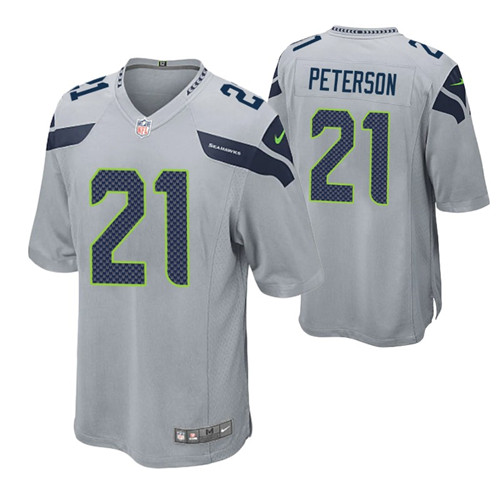 seahawks adrian peterson game jersey gray stitched