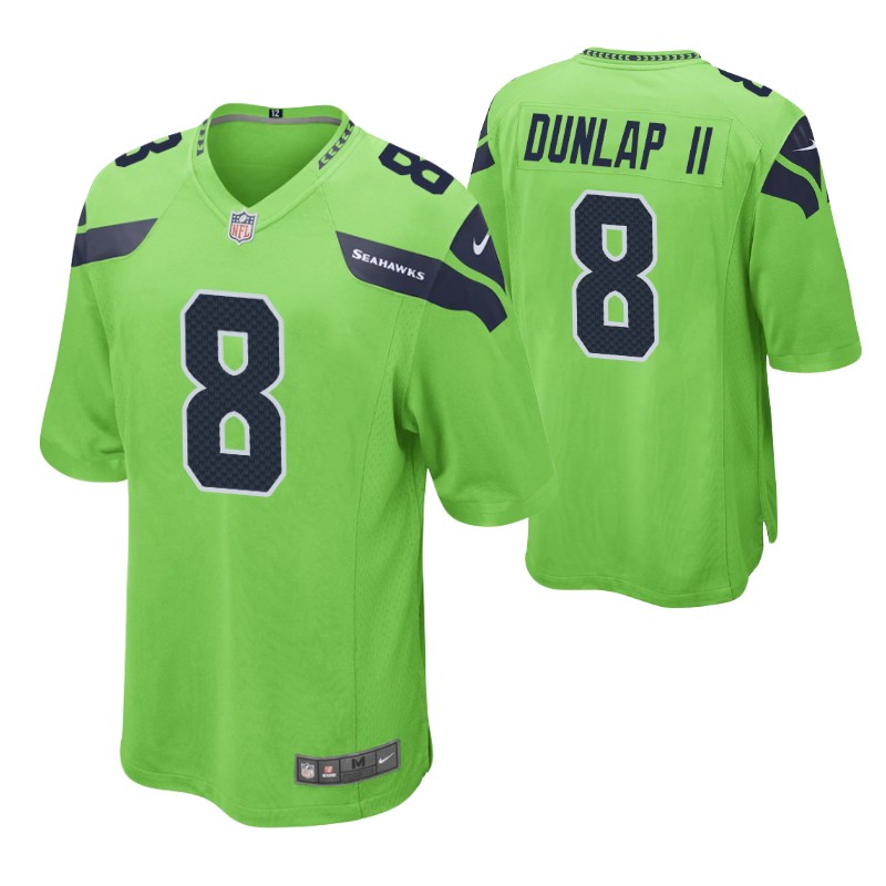 seahawks carlos dunlap ii game jersey neon green stitched