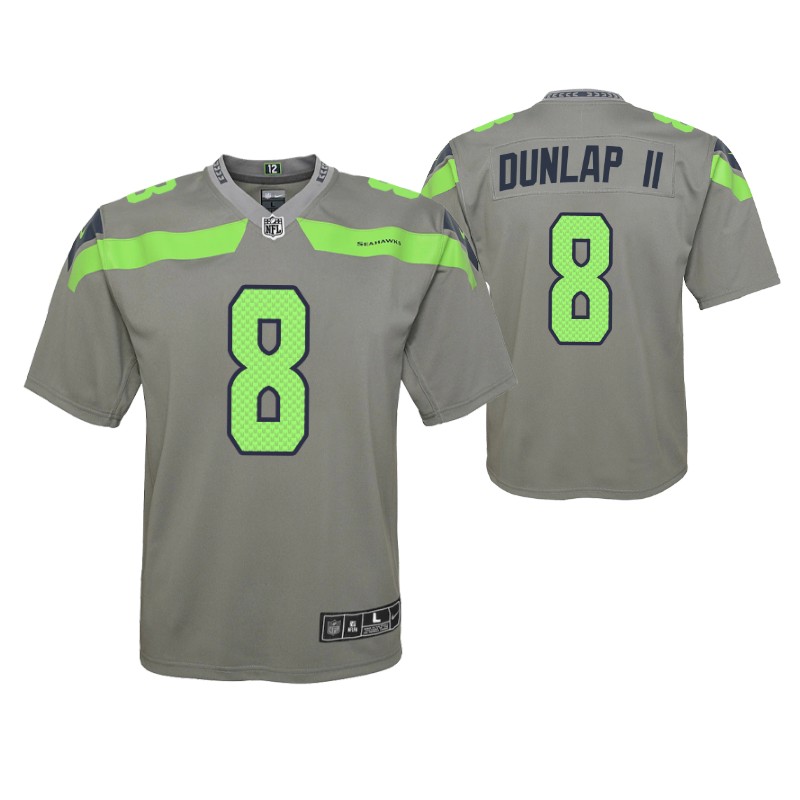 seahawks carlos dunlap ii inverted game youth jersey gray stitched