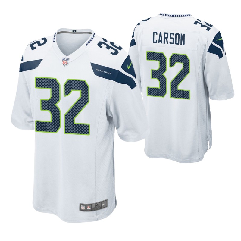 seahawks chris carson game jersey white stitched