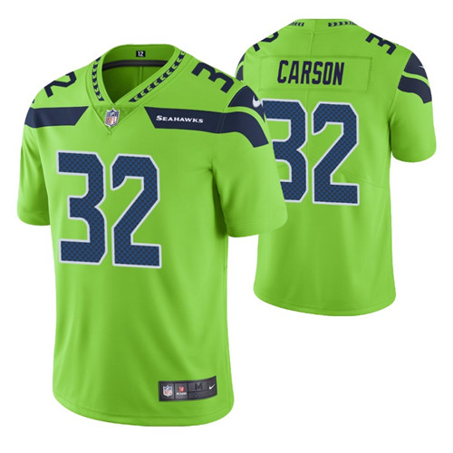 seahawks chris carson vapor limited neon green jersey men stitched