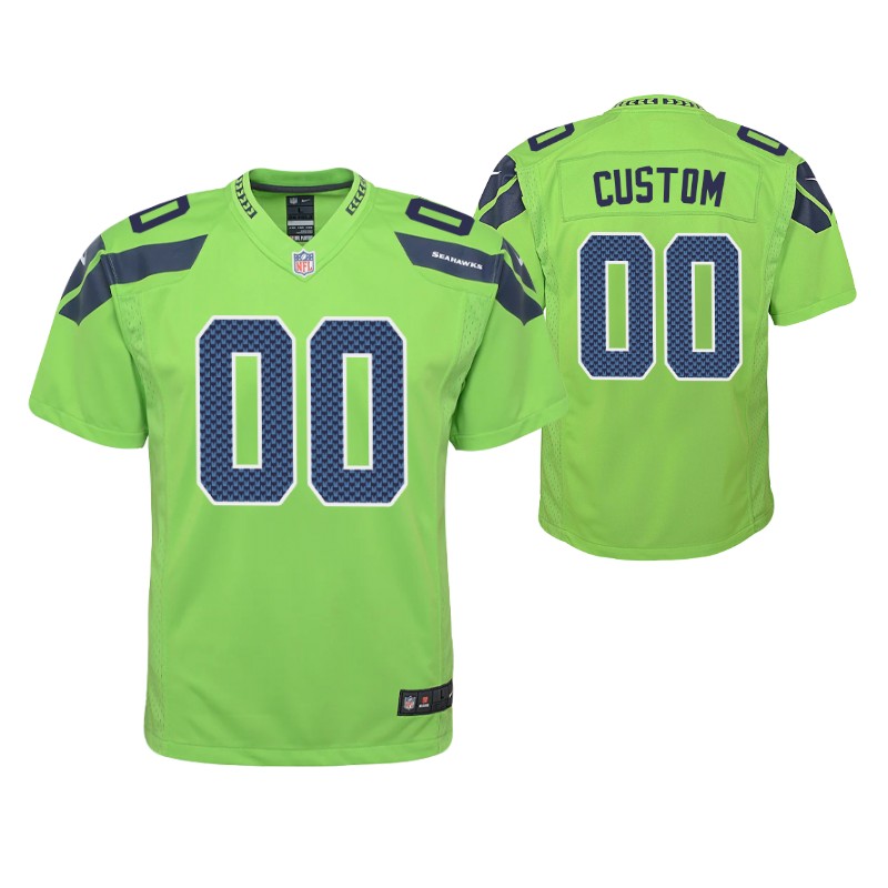 seahawks custom game youth jersey neon green stitched