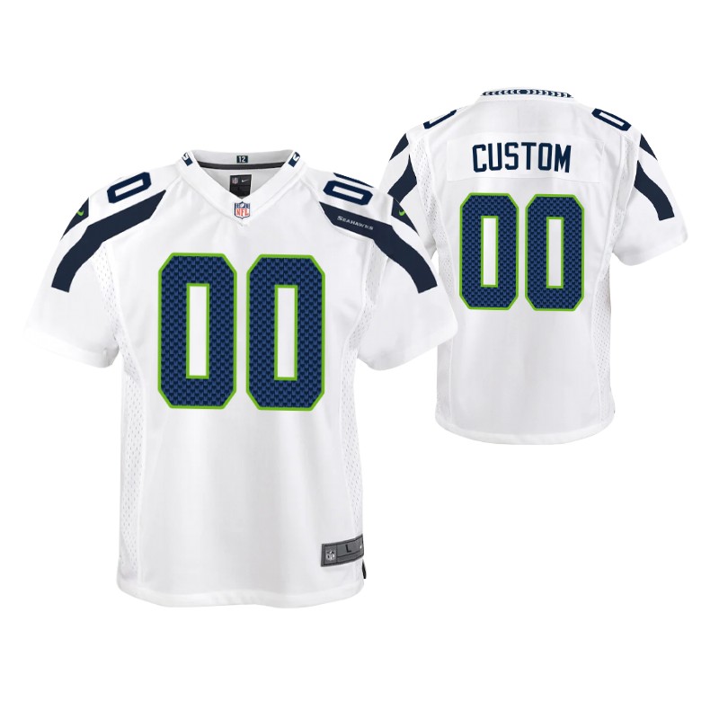seahawks custom game youth jersey white stitched