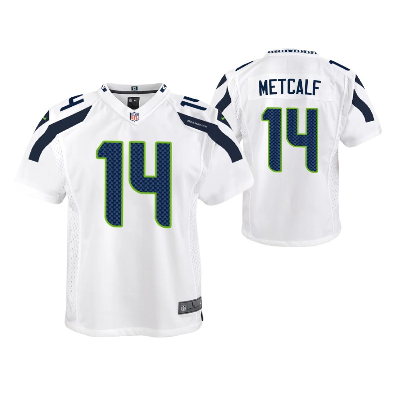 seahawks dk metcalf game youth jersey white stitched