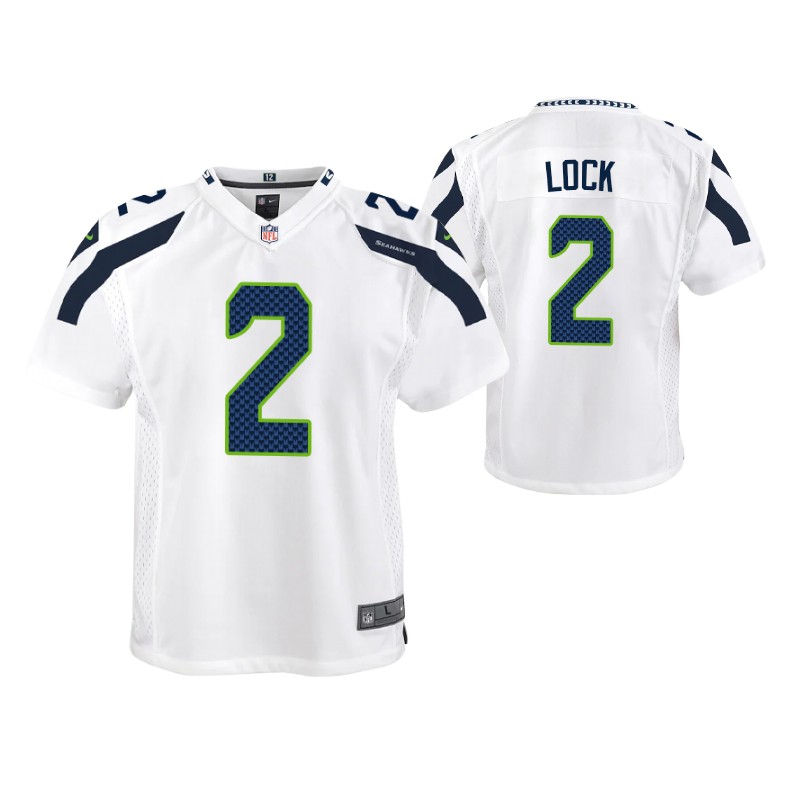 seahawks drew lock game youth jersey white stitched