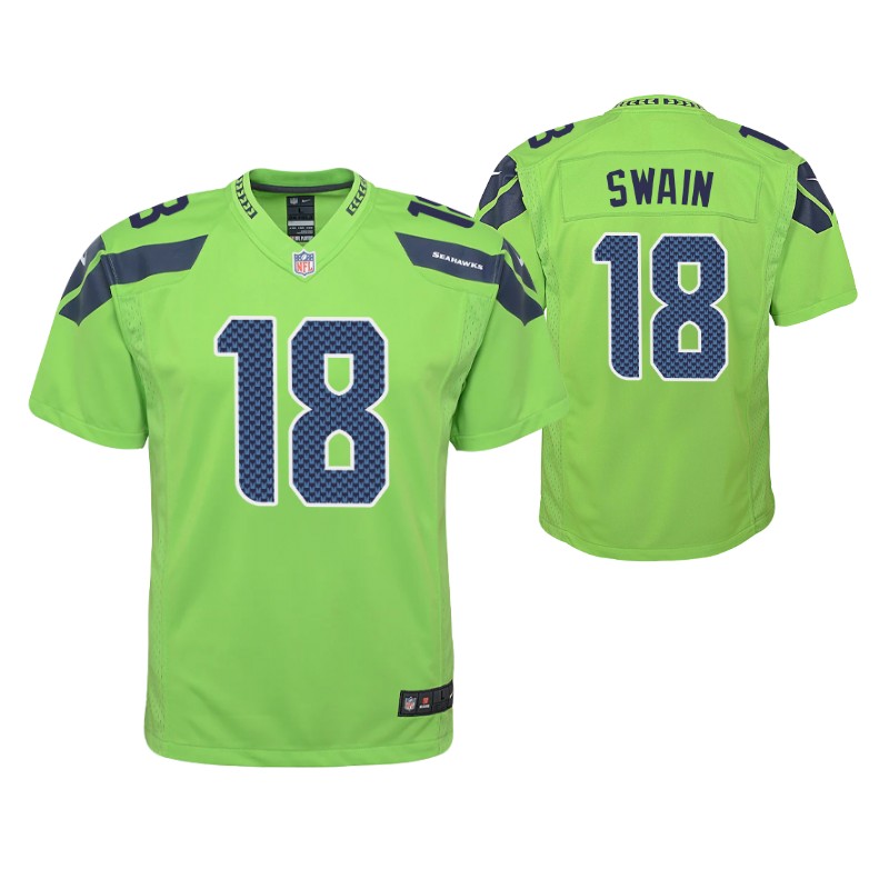 seahawks freddie swain game youth jersey neon green stitched