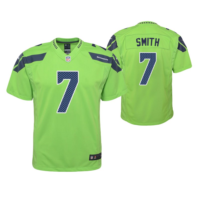 seahawks geno smith game youth jersey neon green stitched