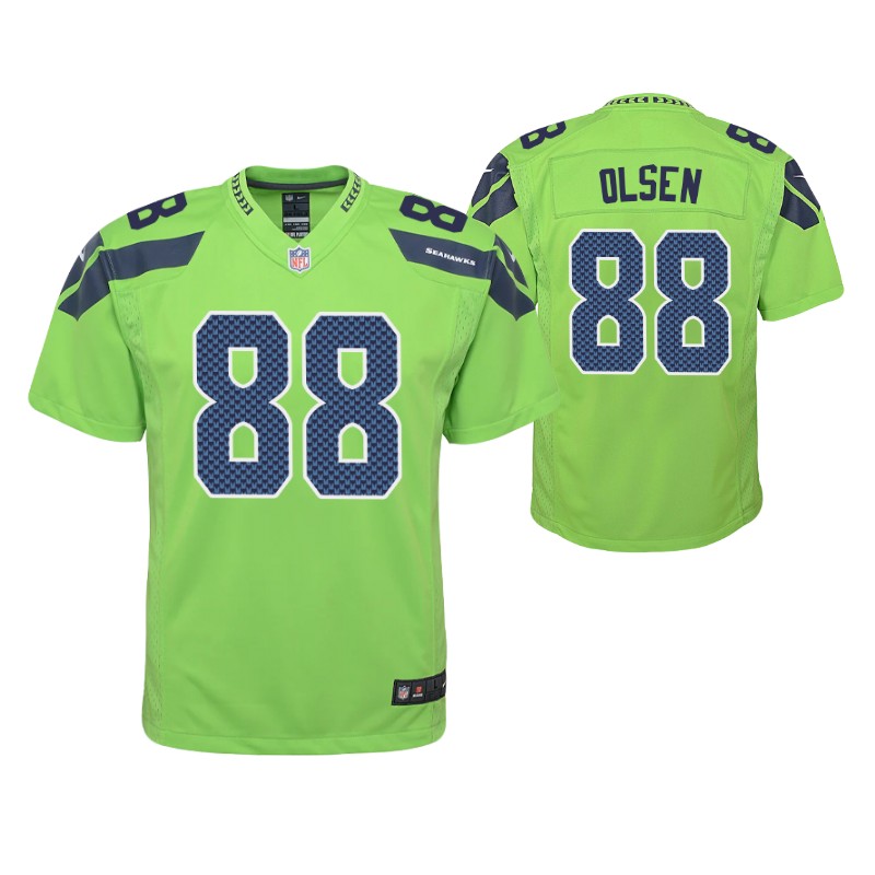 seahawks greg olsen game youth jersey neon green stitched