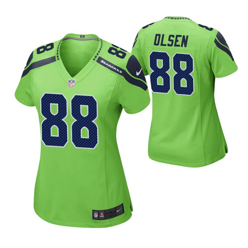 seahawks greg olsen retired player alternate game women's jersey neon green stitched