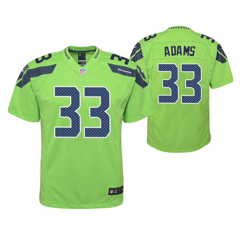 seahawks jamal adams game youth jersey neon green stitched