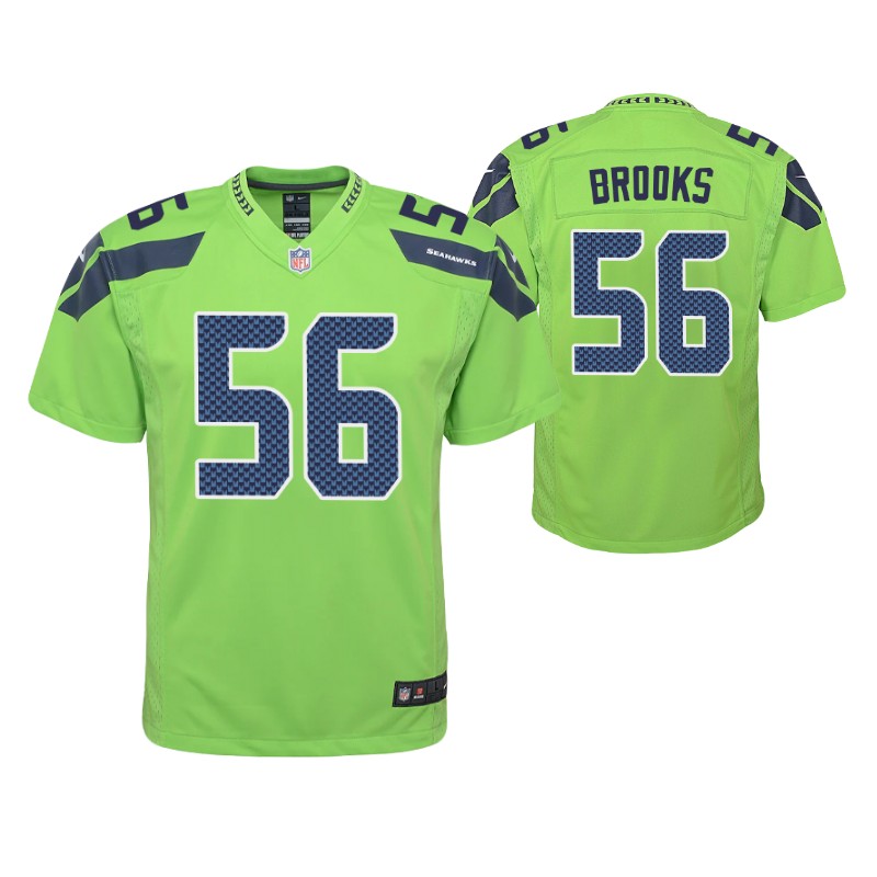 seahawks jordyn brooks game youth jersey neon green stitched