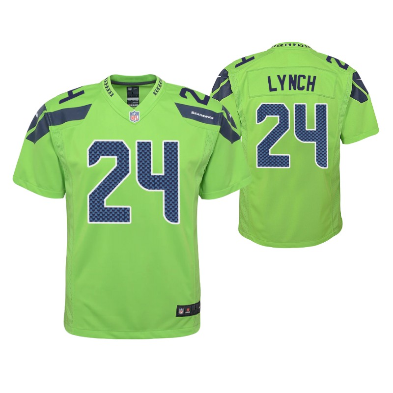 seahawks marshawn lynch game youth jersey neon green stitched