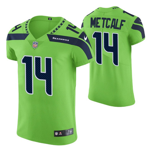 seahawks neon green vapor elite dk metcalf jersey stitched
