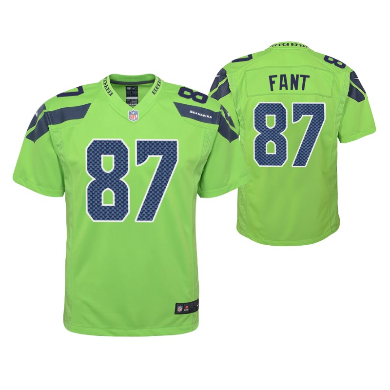 seahawks noah fant game youth jersey neon green stitched