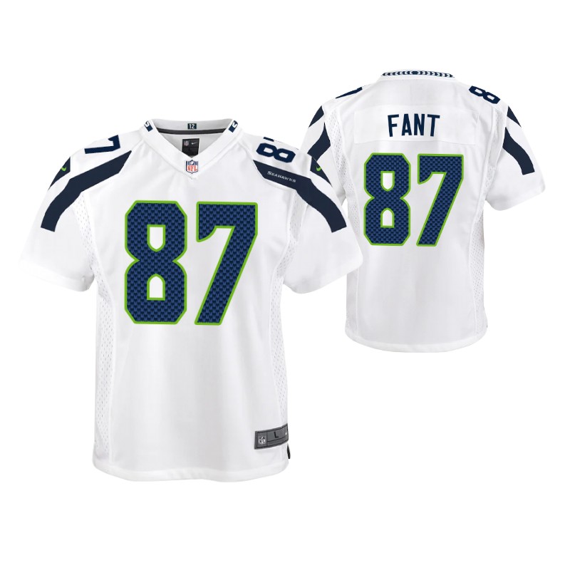 seahawks noah fant game youth jersey white stitched