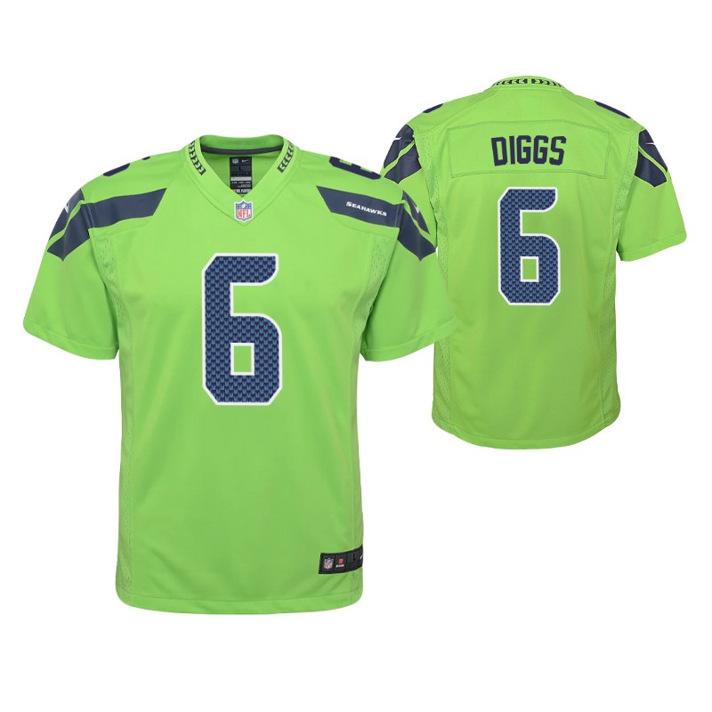 seahawks quandre diggs game youth jersey neon green stitched