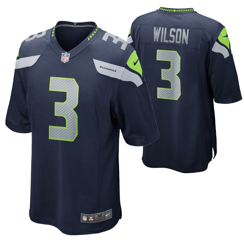 seahawks russell wilson game jersey navy men's stitched