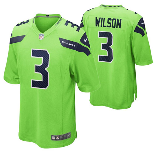 seahawks russell wilson game jersey neon green alternate  stitched