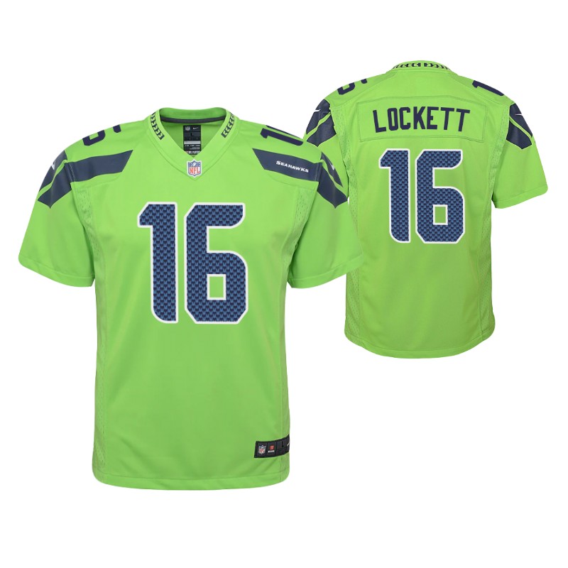 seahawks tyler lockett game youth jersey neon green stitched