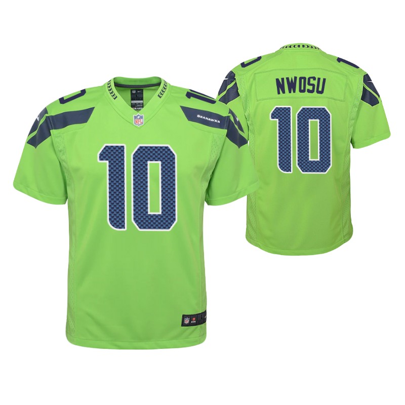 seahawks uchenna nwosu game youth jersey neon green stitched