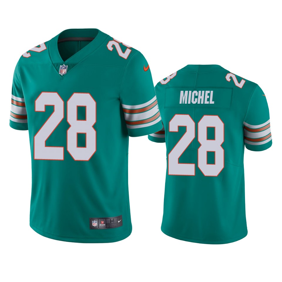 sony michel dolphins jersey aqua alternate vapor limited