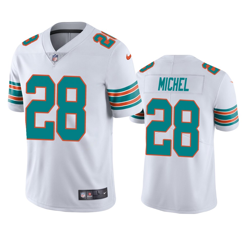 sony michel dolphins jersey white alternate vapor limited