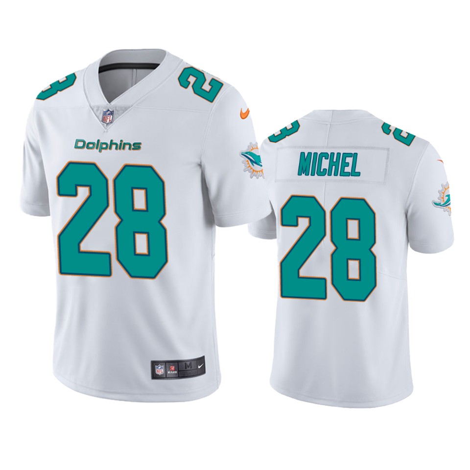 sony michel dolphins jersey white vapor limited