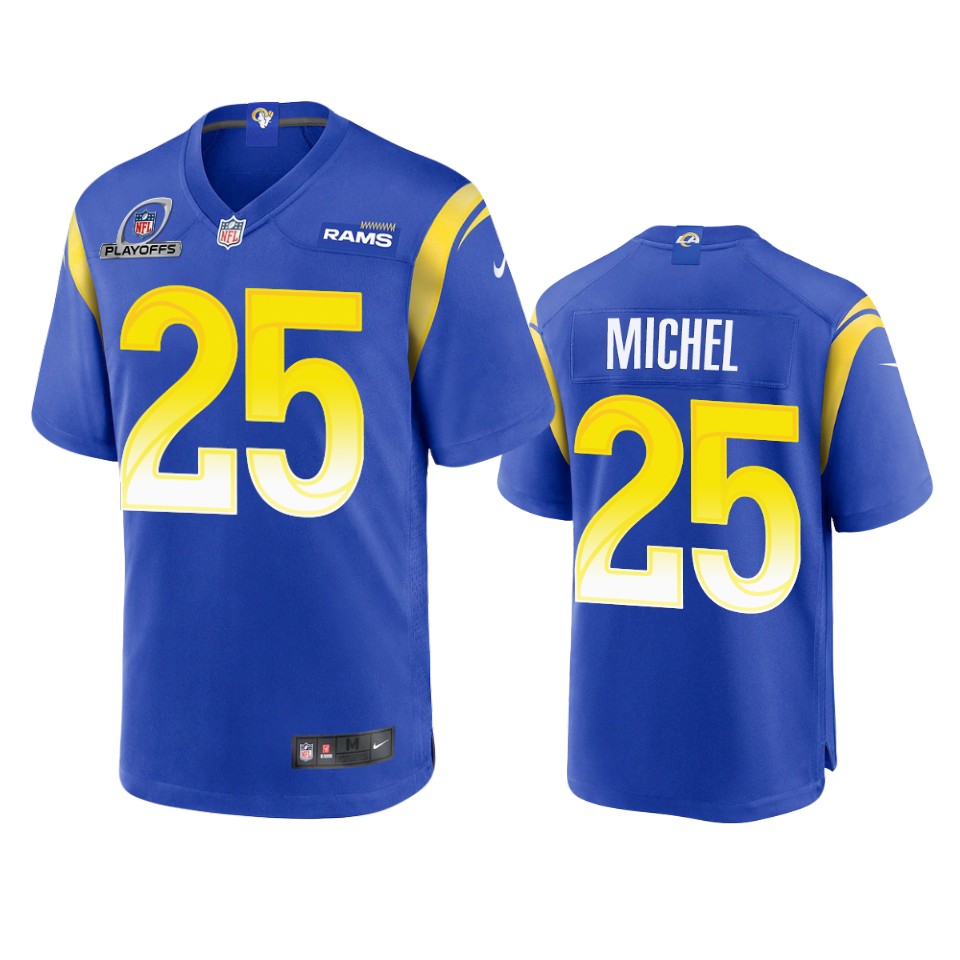 sony michel rams royal 2021 nfl playoffs patch jersey