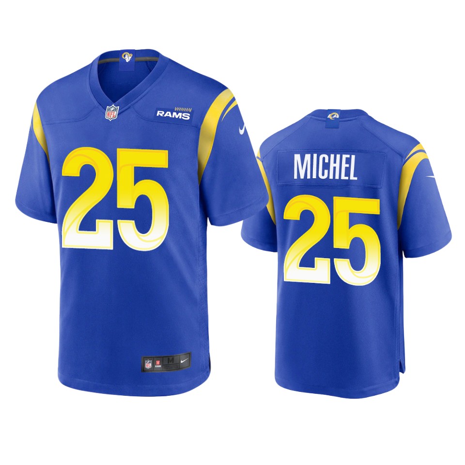 sony michel rams royal game jersey