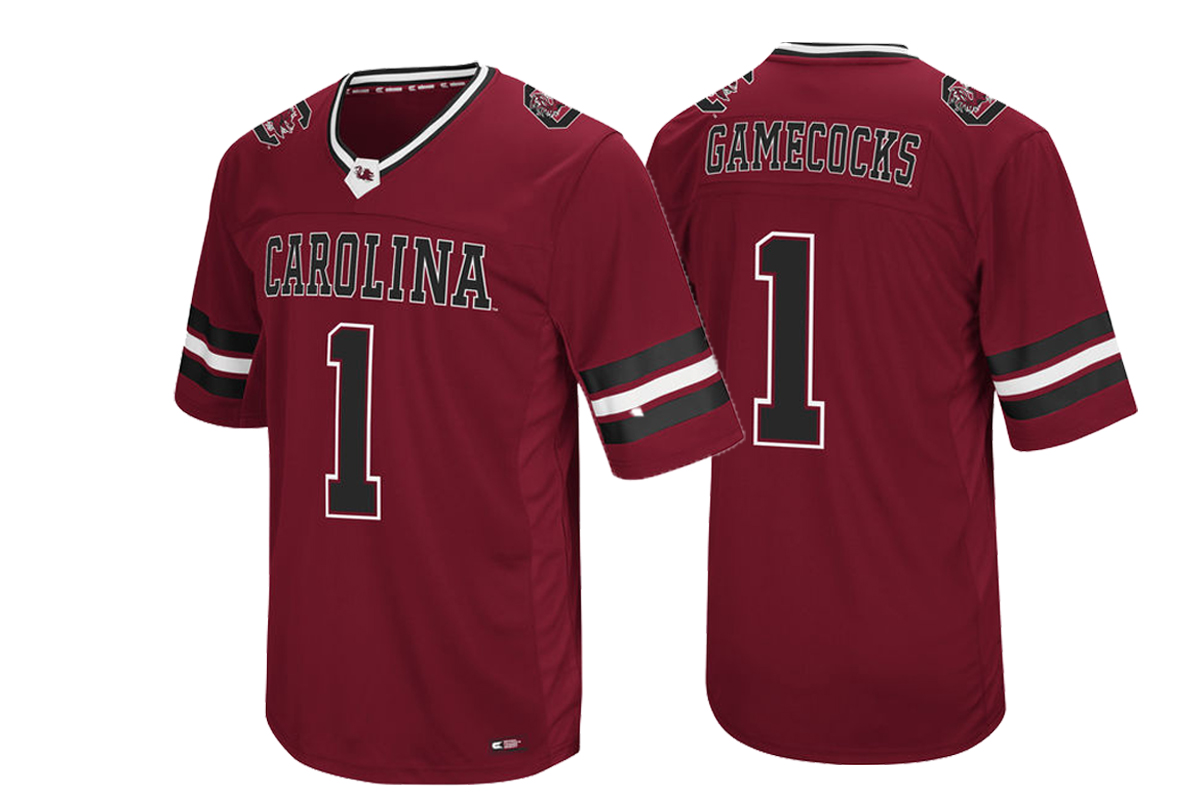 south carolina gamecocks 1 garnet colosseum hail mary ii football jersey