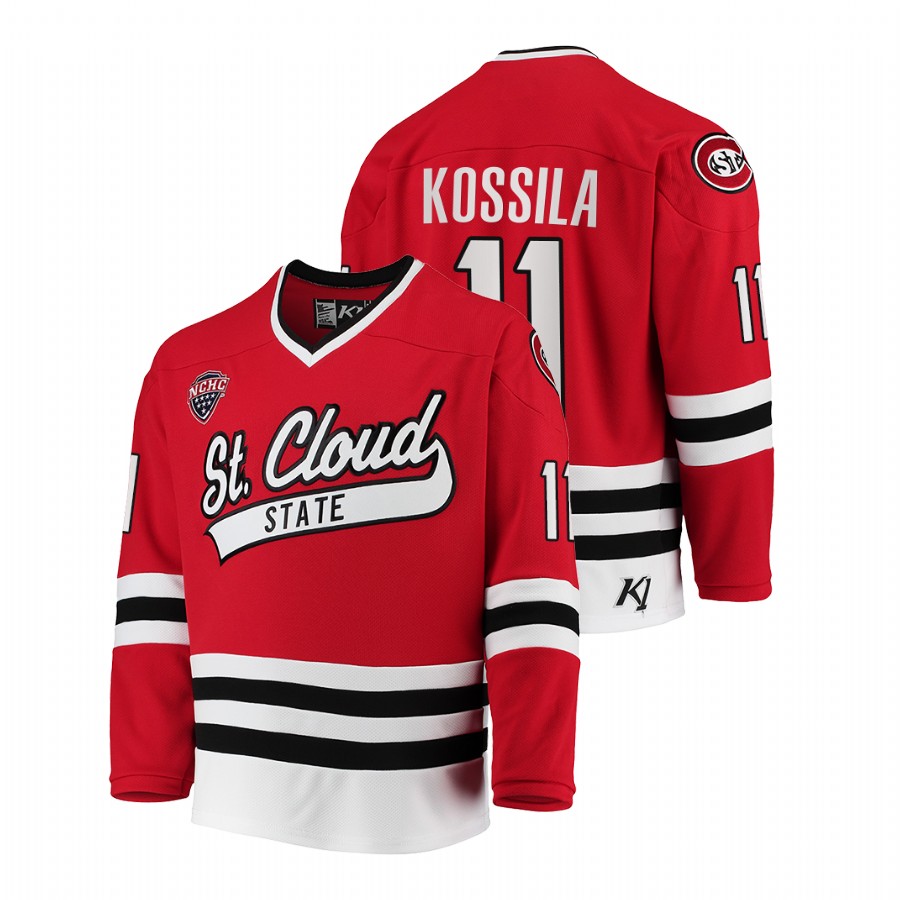 st. cloud state huskies kalle kossila red college hockey away jersey