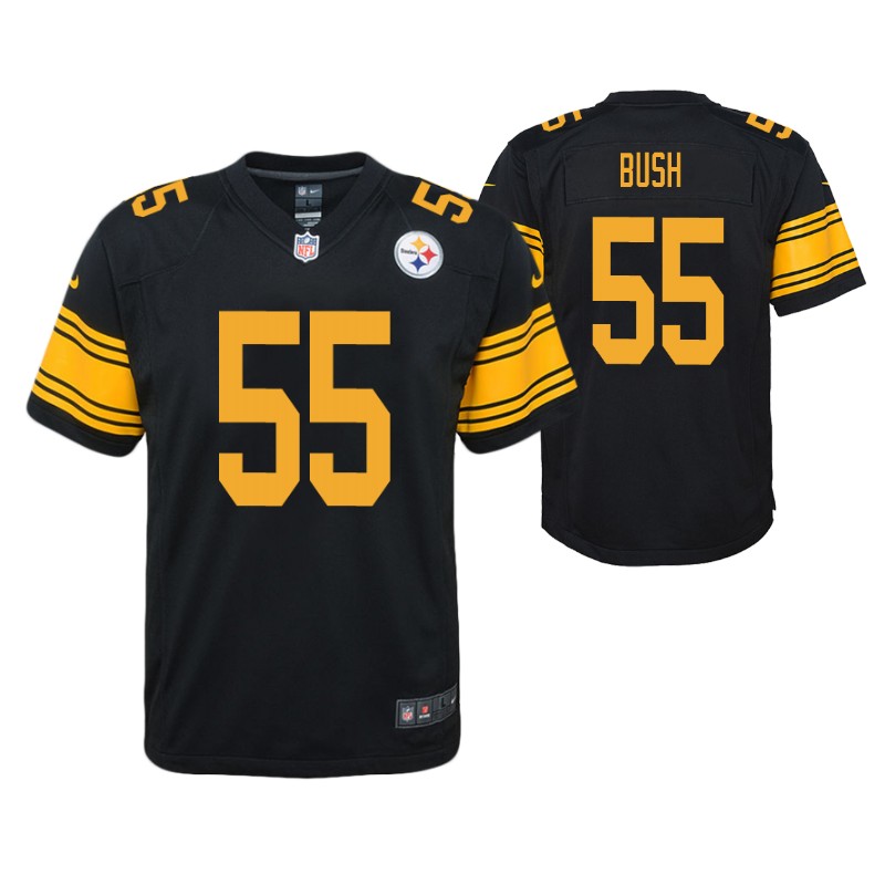 steelers-devin-bush-color-rush-game-black-jersey-youth