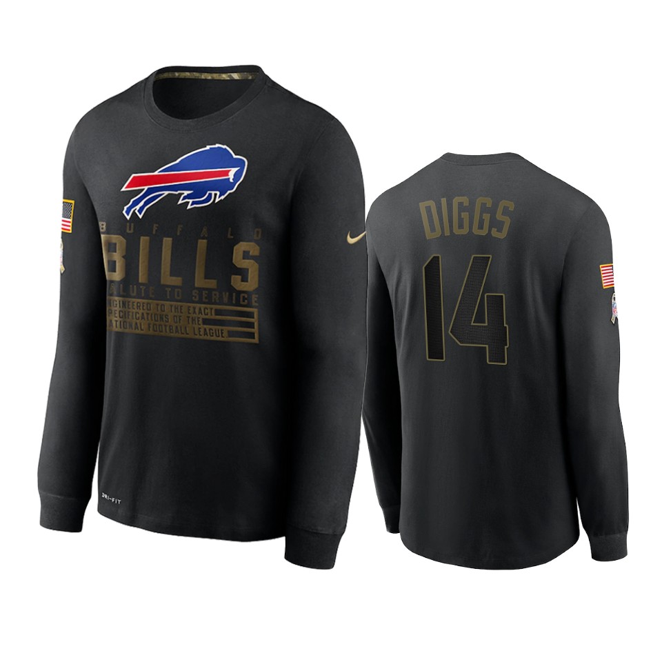 stefon diggs bills black 2020 salute to service sideline performance long sleeve t shirt