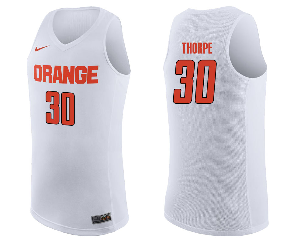 syracuse orange geno thorpe white college basketball jersey