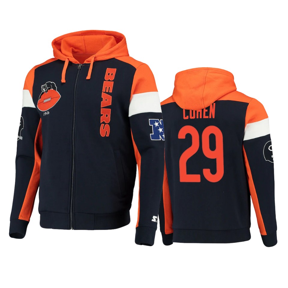 tarik cohen bears brown orange extreme throwback full zip hoodie