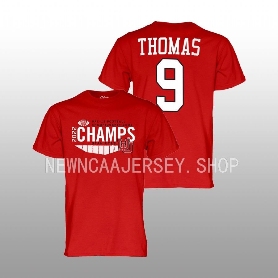 tavion thomas utah utes unisex red 2022 pac 12 football champs locker room tee