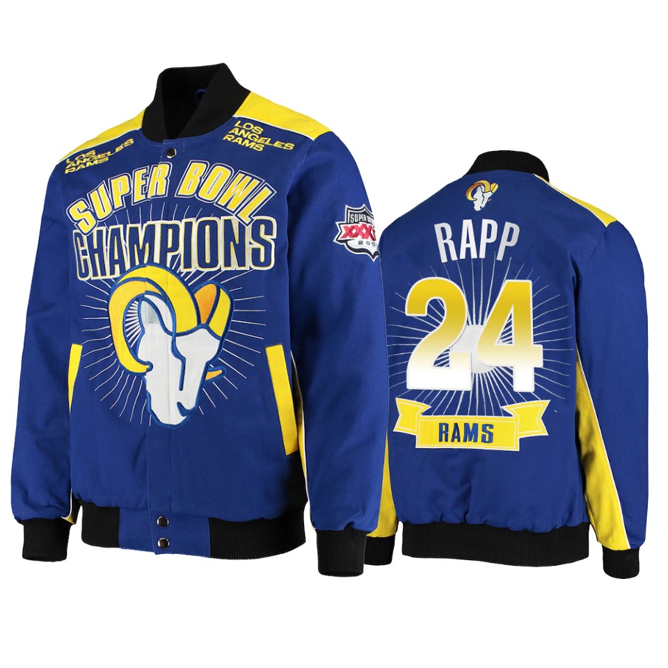 taylor rapp rams royal super bowl champions extreme triumph commemorative jacket
