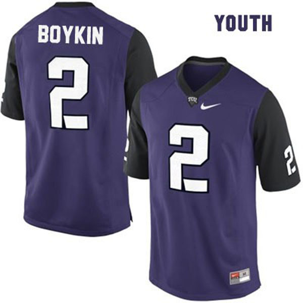 tcu horned frogs 2 trevone boykin purple football youth jersey