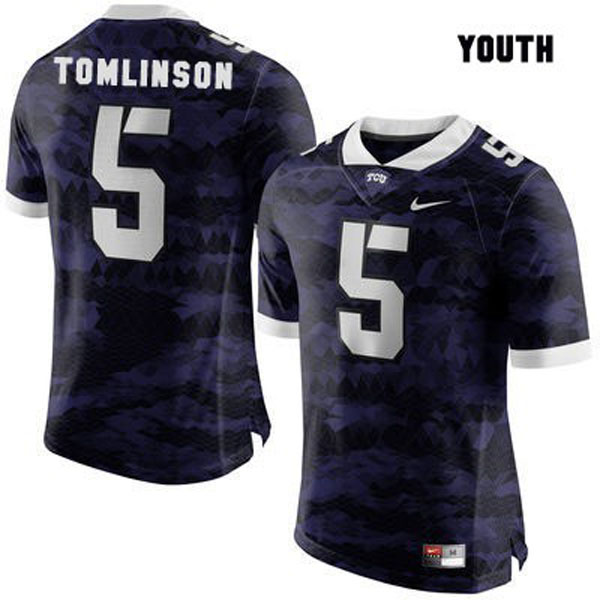 tcu horned frogs 5 ladainian tomlinson purple football youth jersey