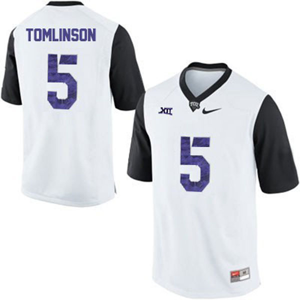 tcu horned frogs 5 ladainian tomlinson white football jersey