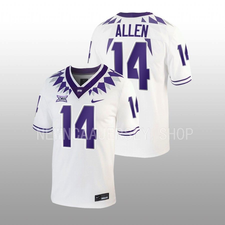 tcu horned frogs dj allen white untouchable football game jersey