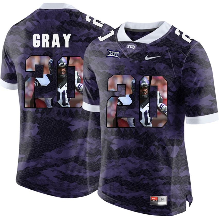 tcu horned frogs purple deante gray college football jersey